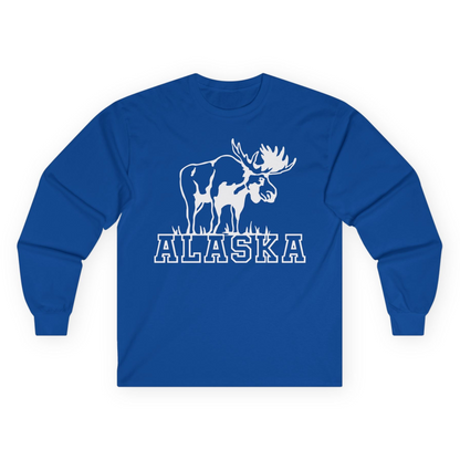 Alaska Moose Silhouette Shirt Long Sleeve Shirt – Royal – Alaska Cruise Shirts