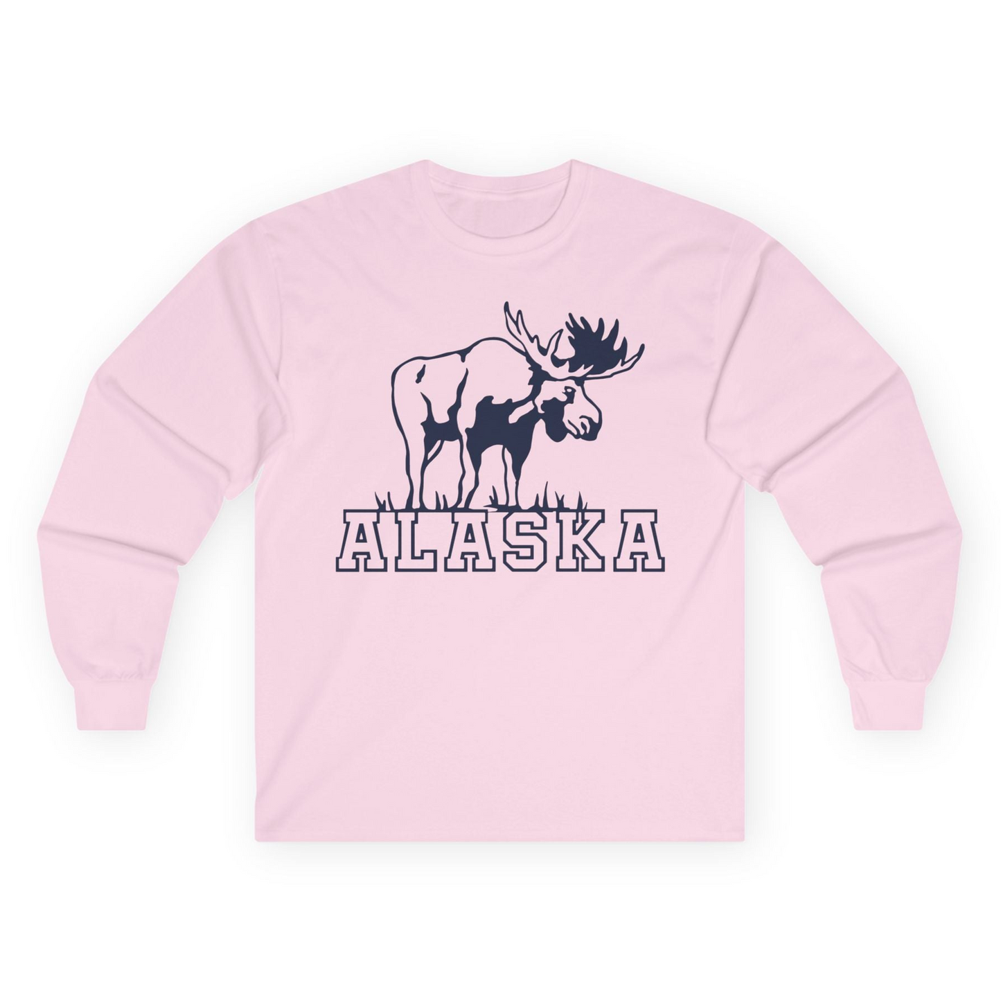 Alaska Moose Silhouette Shirt Long Sleeve Shirt – Light Pink – Alaska Cruise Shirts