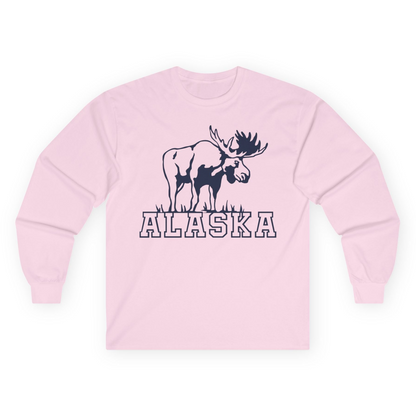 Alaska Moose Silhouette Shirt Long Sleeve Shirt – Light Pink – Alaska Cruise Shirts