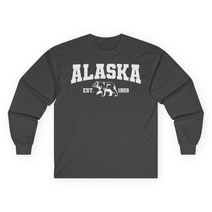 Vintage Alaska Bear Shirt Long Sleeve Shirt – Dark Heather – Alaska Cruise Shirts