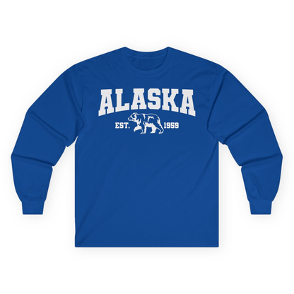 Vintage Alaska Bear Shirt Long Sleeve Shirt – Royal – Alaska Cruise Shirts