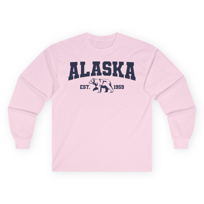 Vintage Alaska Bear Shirt Long Sleeve Shirt – Light Pink – Alaska Cruise Shirts