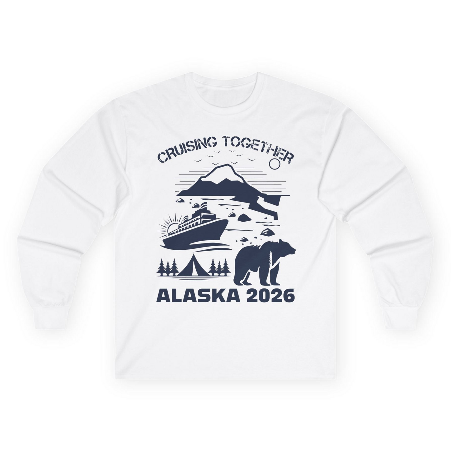 Alaska Cruise 2026 Family Adventure Bear Mountain Nature Shirt — Long Sleeve Long Sleeve Shirt – White – Alaska Cruise Shirts
