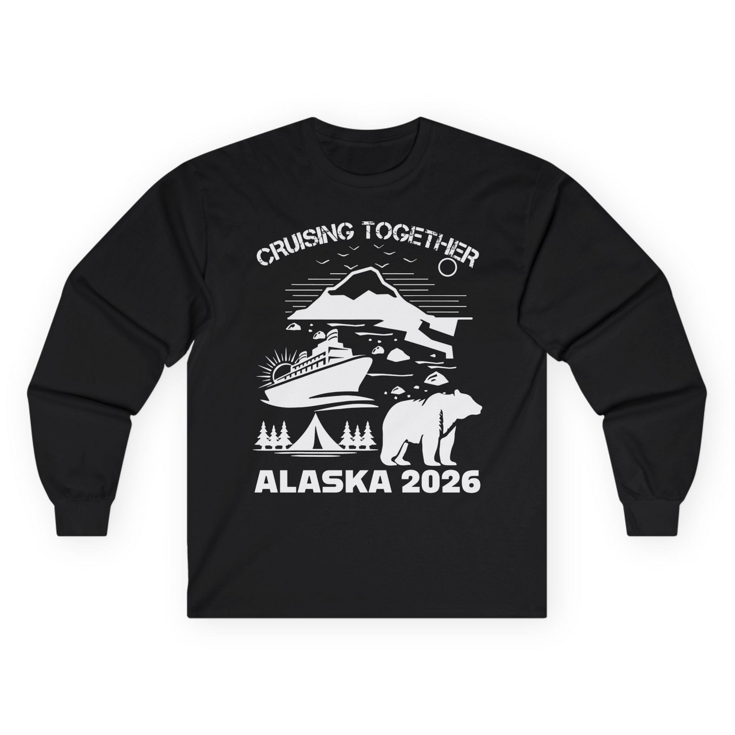 Alaska Cruise 2026 Family Adventure Bear Mountain Nature Shirt — Long Sleeve Long Sleeve Shirt – Black – Alaska Cruise Shirts