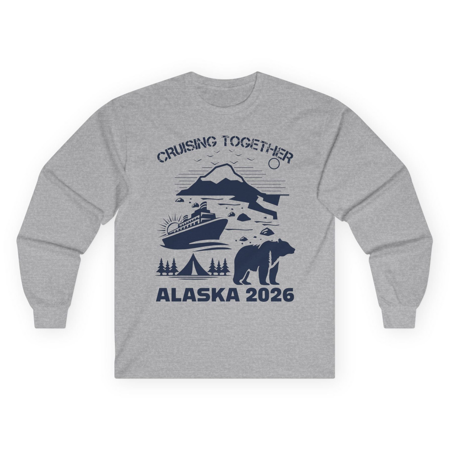 Alaska Cruise 2026 Family Adventure Bear Mountain Nature Shirt — Long Sleeve Long Sleeve Shirt – Sport Grey – Alaska Cruise Shirts