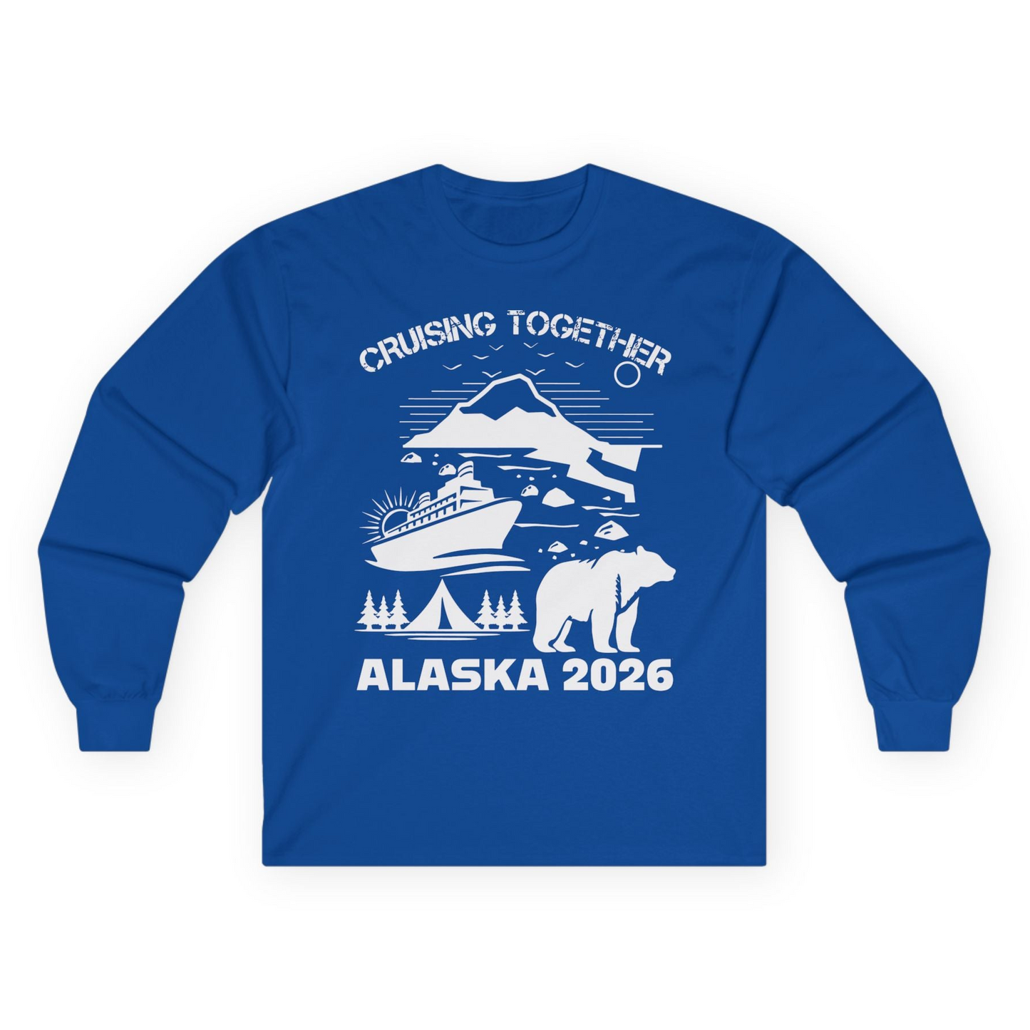 Alaska Cruise 2026 Family Adventure Bear Mountain Nature Shirt — Long Sleeve Long Sleeve Shirt – Royal – Alaska Cruise Shirts