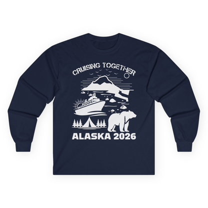 Alaska Cruise 2026 Family Adventure Bear Mountain Nature Shirt — Long Sleeve Long Sleeve Shirt – Navy – Alaska Cruise Shirts