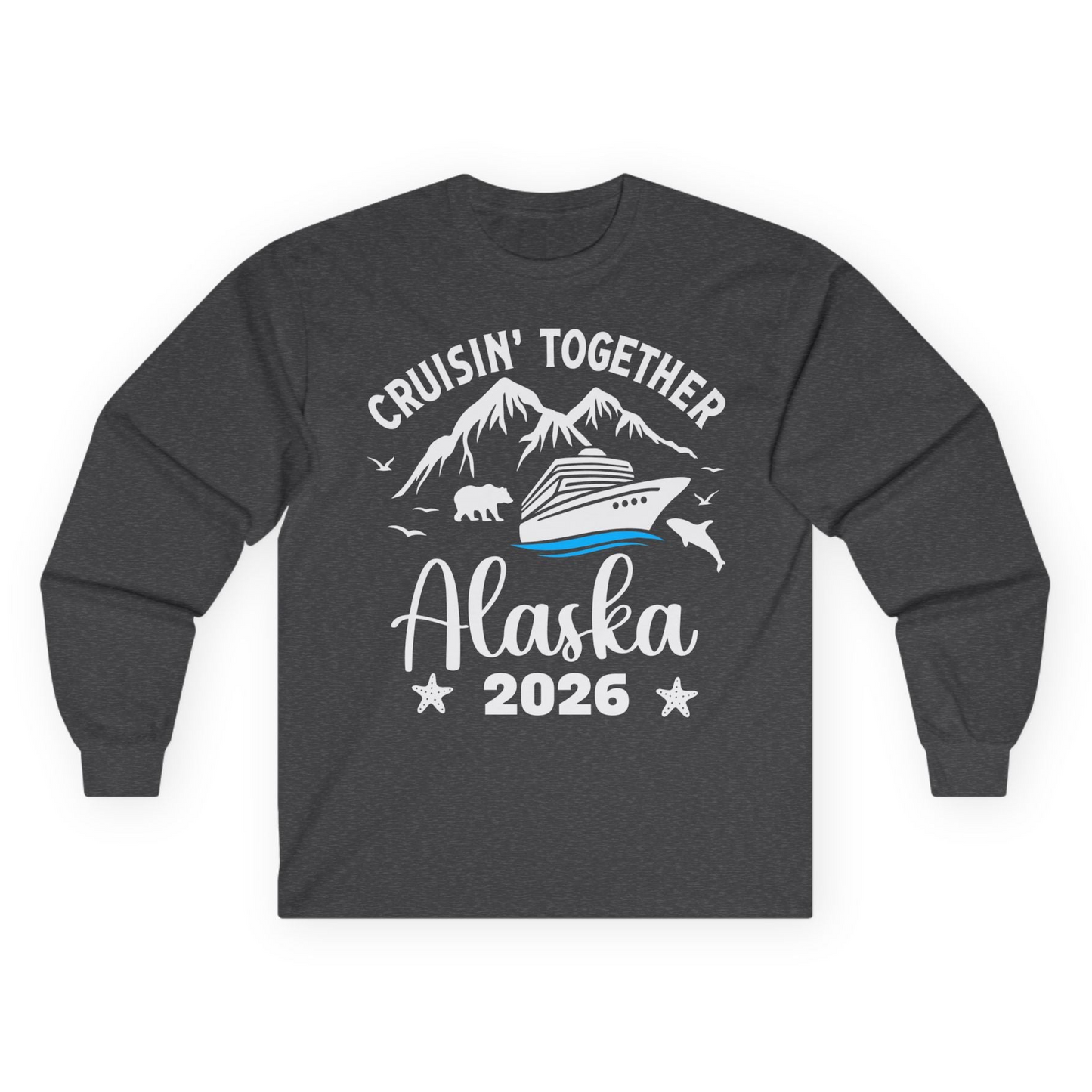 Alaska Cruise Adventure 2026 Shirt Long Sleeve Shirt – Dark Heather – Alaska Cruise Shirts