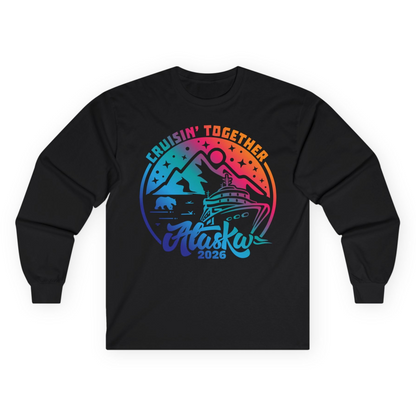 Alaska Cruise Adventure Mountains Wildlife Retro Family Group Shirt 2026 — Long Sleeve Long Sleeve Shirt – Black – Alaska Cruise Shirts