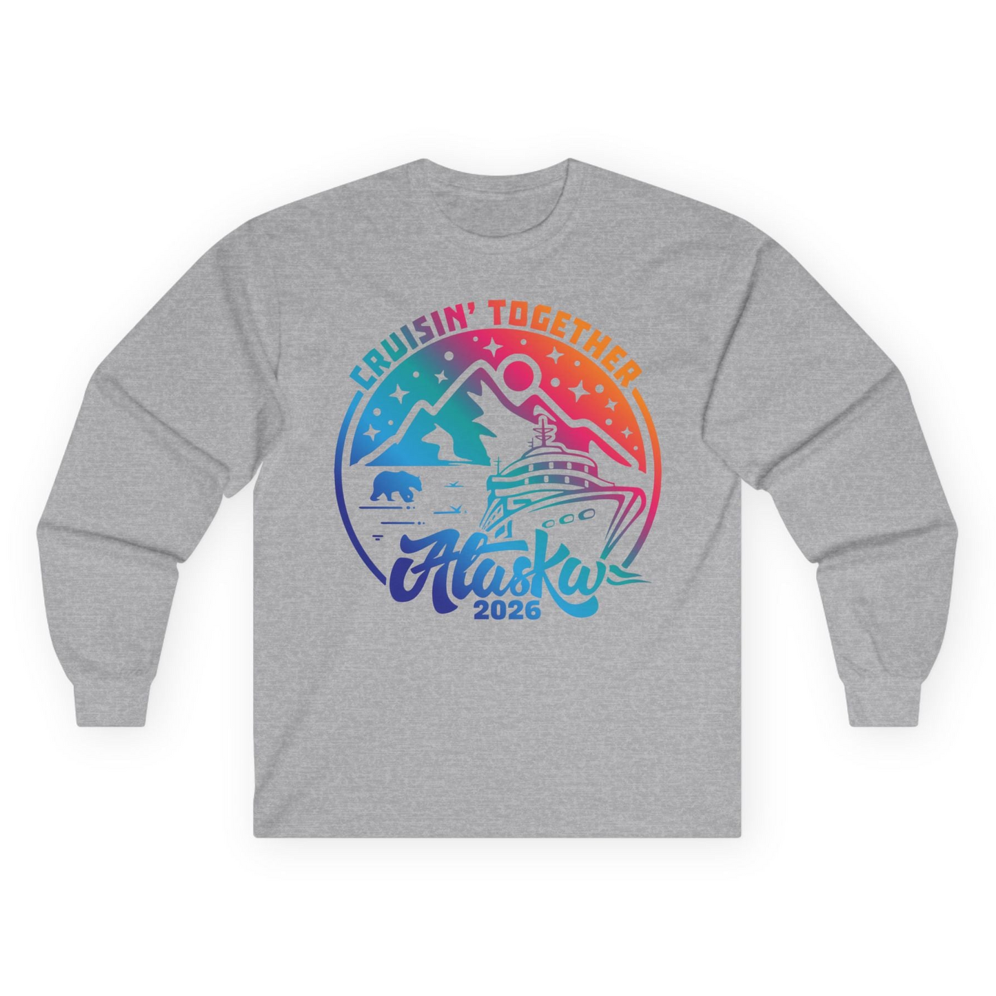 Alaska Cruise Adventure Mountains Wildlife Retro Family Group Shirt 2026 — Long Sleeve Long Sleeve Shirt – Sport Grey – Alaska Cruise Shirts