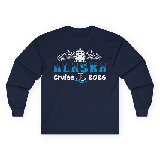 Alaska Cruise 2026 Shirt Long Sleeve Shirt – Navy – Alaska Cruise Shirts