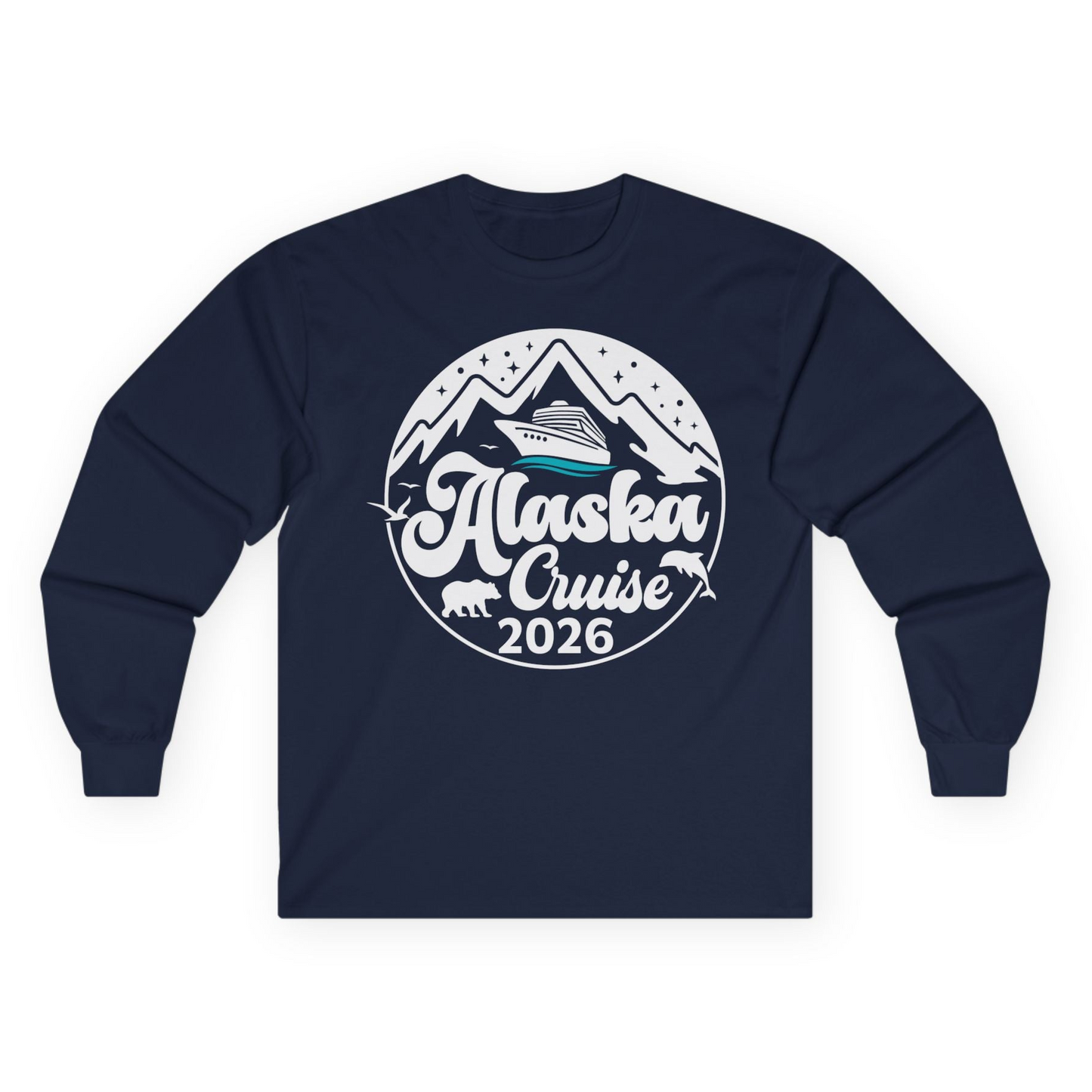 Alaska Cruise 2026 Shirt Long Sleeve Shirt – Navy – Alaska Cruise Shirts