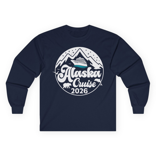Alaska Cruise 2026 Shirt Long Sleeve Shirt – Navy – Alaska Cruise Shirts