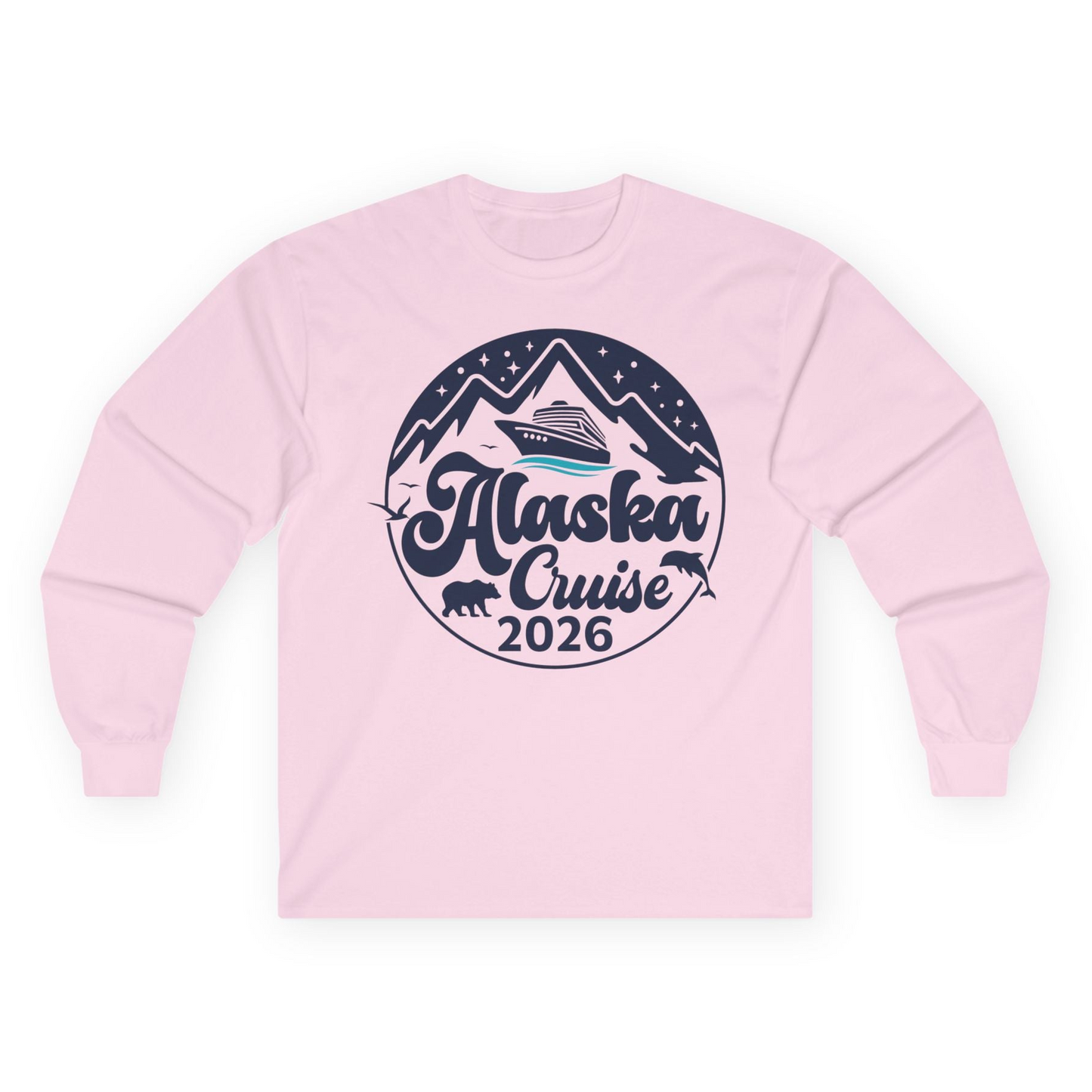 Alaska Cruise 2026 Shirt Long Sleeve Shirt – Light Pink – Alaska Cruise Shirts