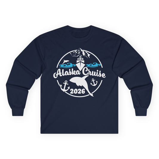 Alaska Cruise 2026 Shirt Long Sleeve Shirt – Navy – Alaska Cruise Shirts