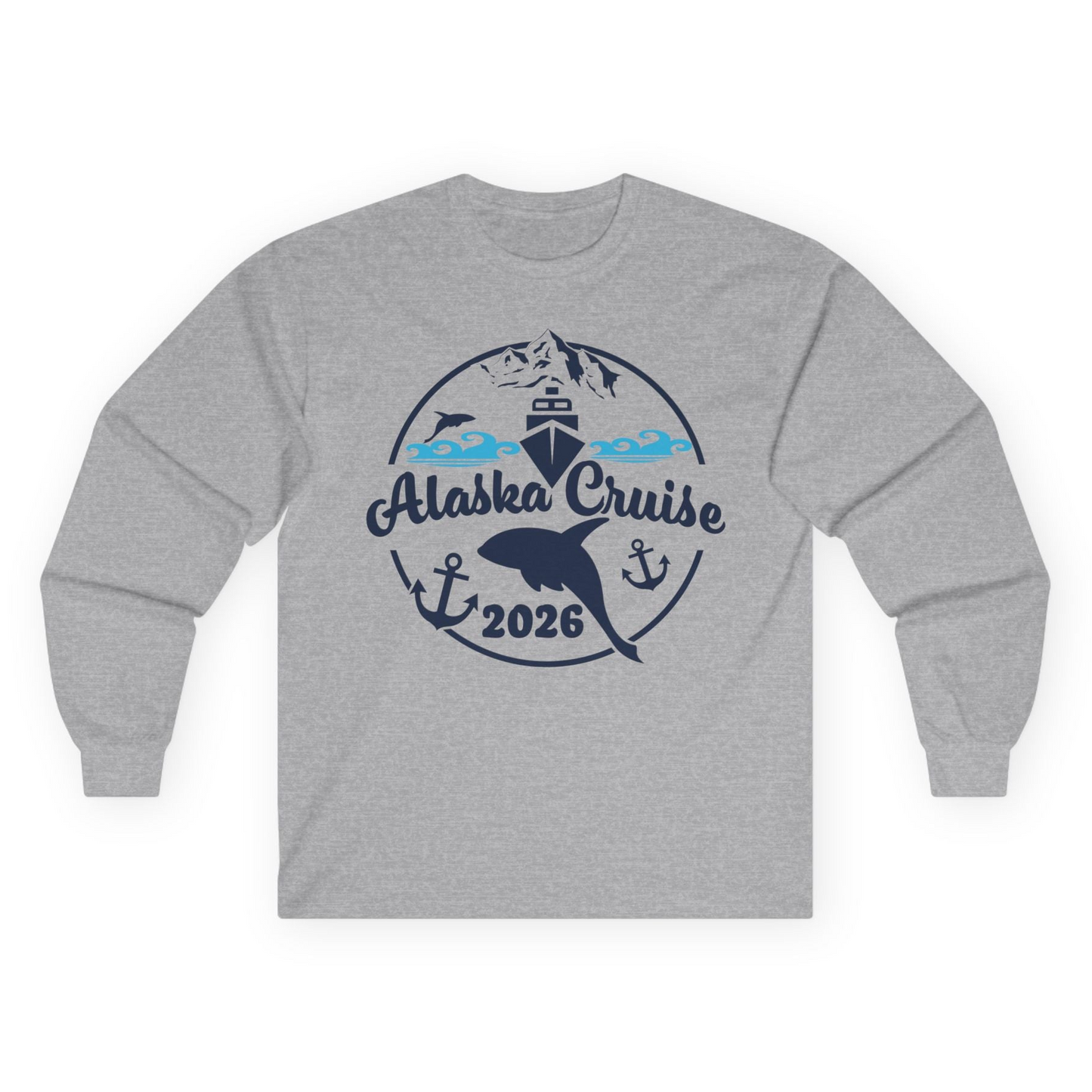 Alaska Cruise 2026 Shirt Long Sleeve Shirt – Sport Grey – Alaska Cruise Shirts