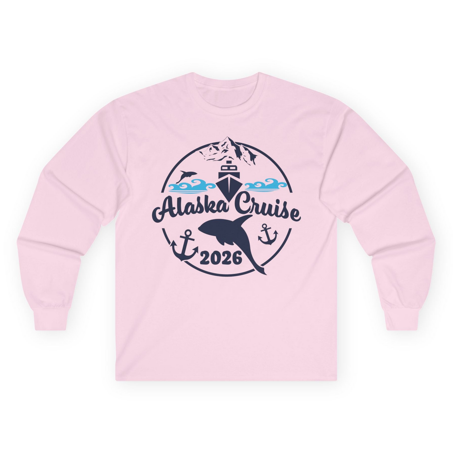 Alaska Cruise 2026 Shirt Long Sleeve Shirt – Light Pink – Alaska Cruise Shirts