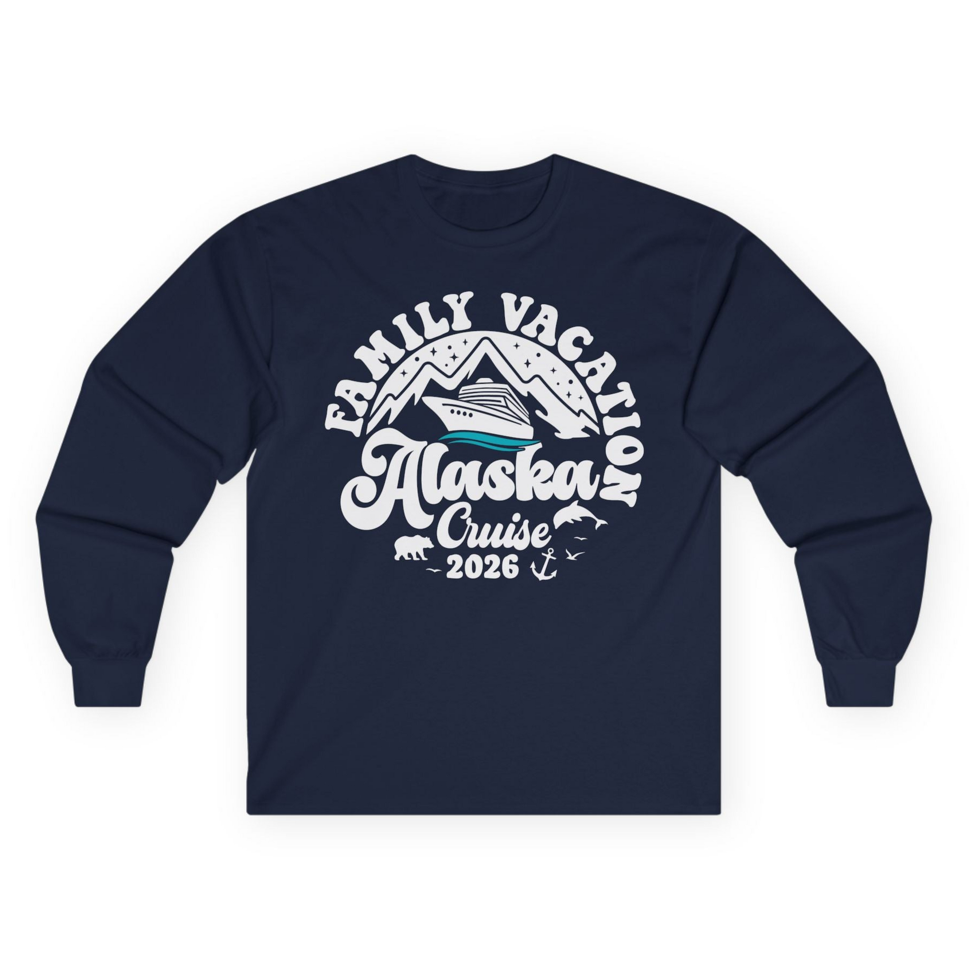 Alaska Family Cruise Shirt Long Sleeve Shirt – Navy – Alaska Cruise Shirts