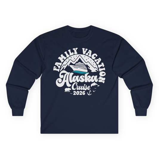 Alaska Family Cruise Shirt Long Sleeve Shirt – Navy – Alaska Cruise Shirts