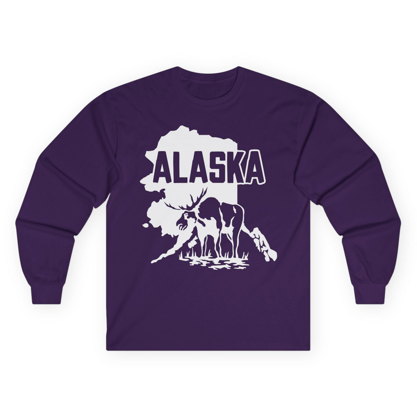 Alaska Moose Silhouette Shirt Long Sleeve Shirt – Purple – Alaska Cruise Shirts