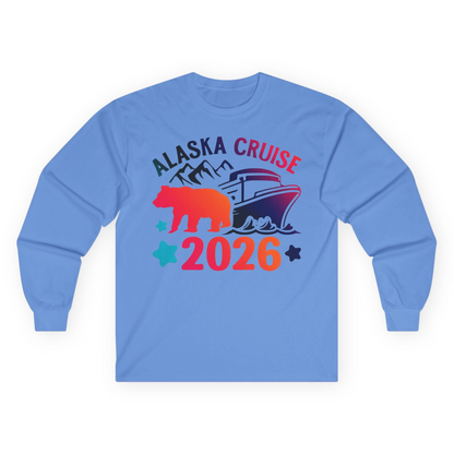 Alaska Cruise 2026 Shirt Long Sleeve Shirt – Carolina Blue – Alaska Cruise Shirts