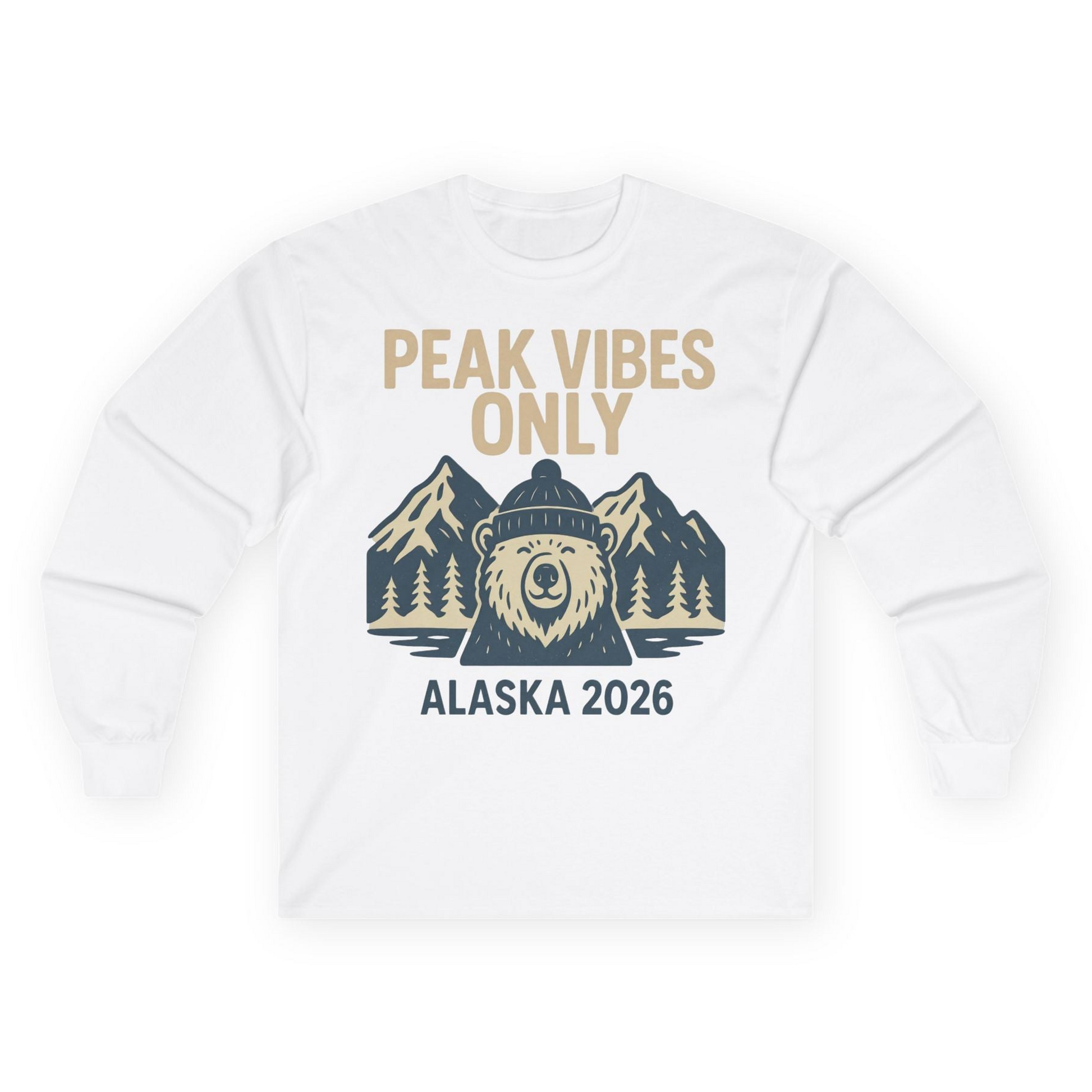 Alaska 2026 Mountain Adventure Bear Long Sleeve Shirt – White – Alaska Cruise Shirts