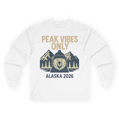 Alaska 2026 Mountain Adventure Bear Long Sleeve Shirt – White – Alaska Cruise Shirts
