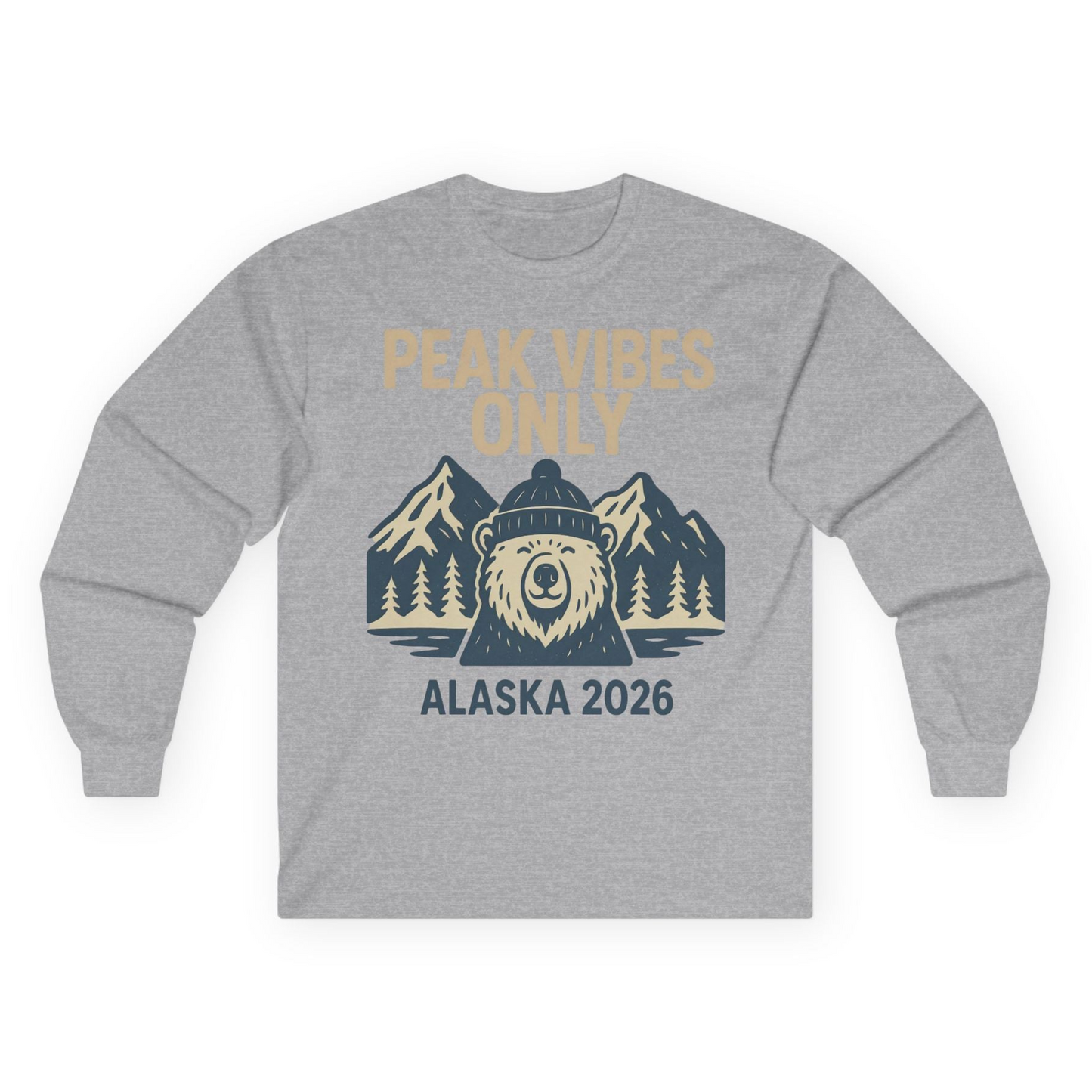 Alaska 2026 Mountain Adventure Bear Long Sleeve Shirt – Sport Grey – Alaska Cruise Shirts