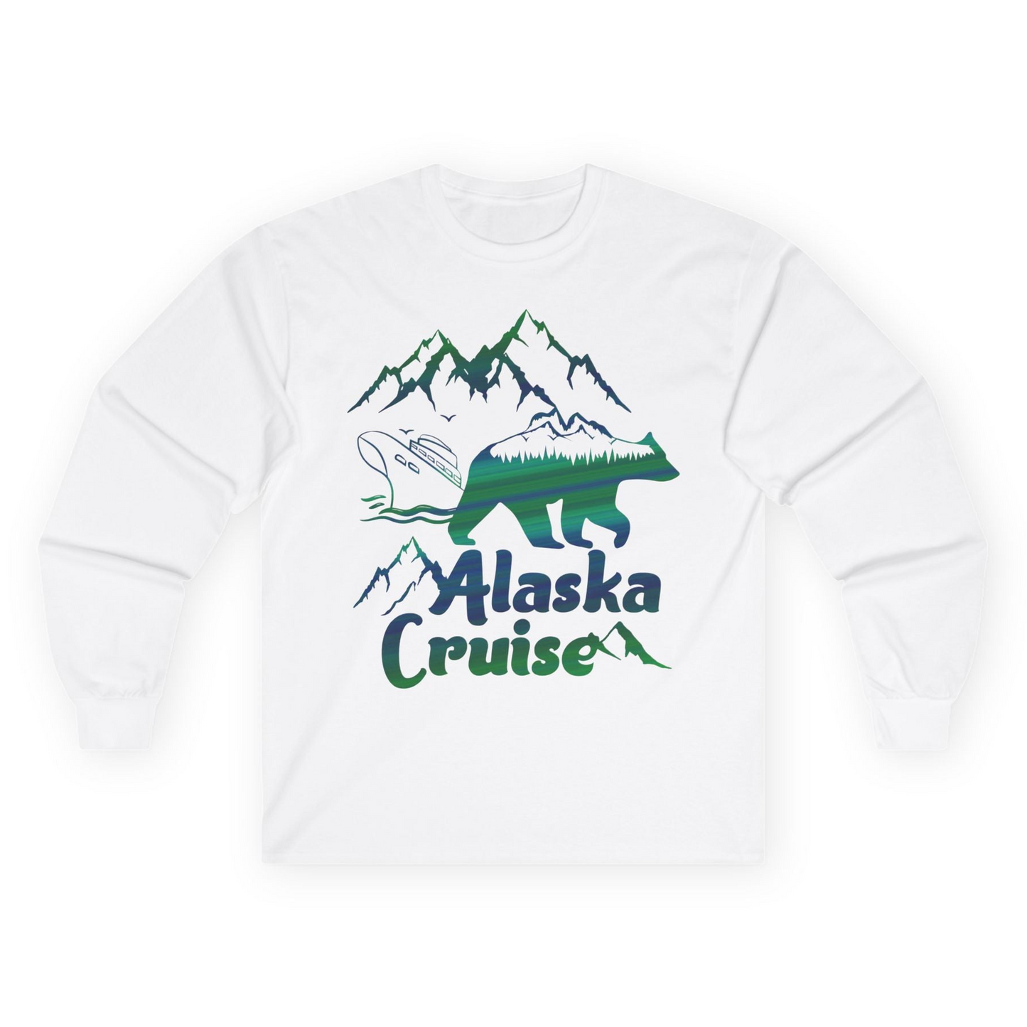 Alaska Cruise Bear Mountains Silhouette Shirt Long Sleeve Shirt – White – Alaska Cruise Shirts
