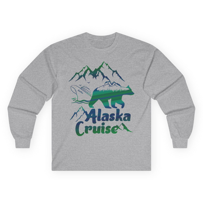 Alaska Cruise Bear Mountains Silhouette Shirt Long Sleeve Shirt – Sport Grey – Alaska Cruise Shirts