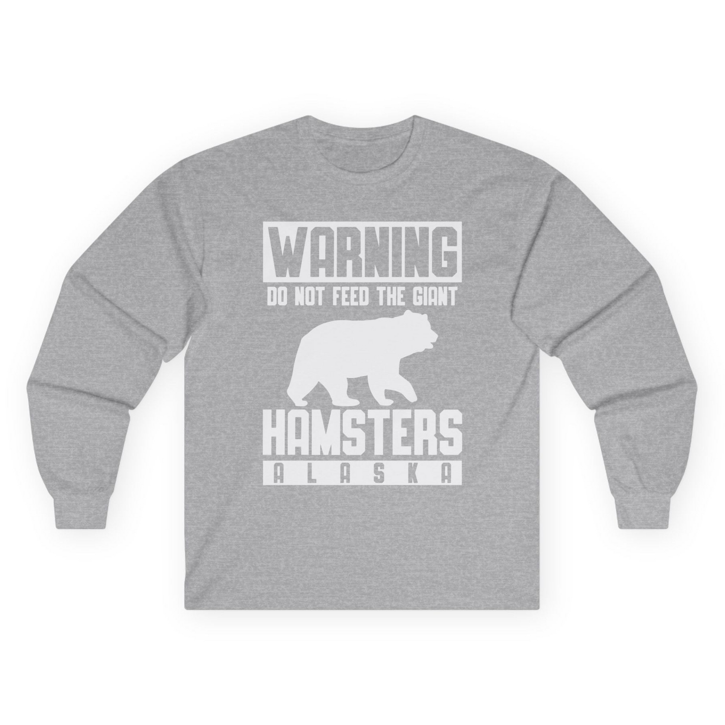 Funny Alaska Bear Giant Hamster Warning Sign Shirt for Travelers Long Sleeve Shirt – Sport Grey – Alaska Cruise Shirts