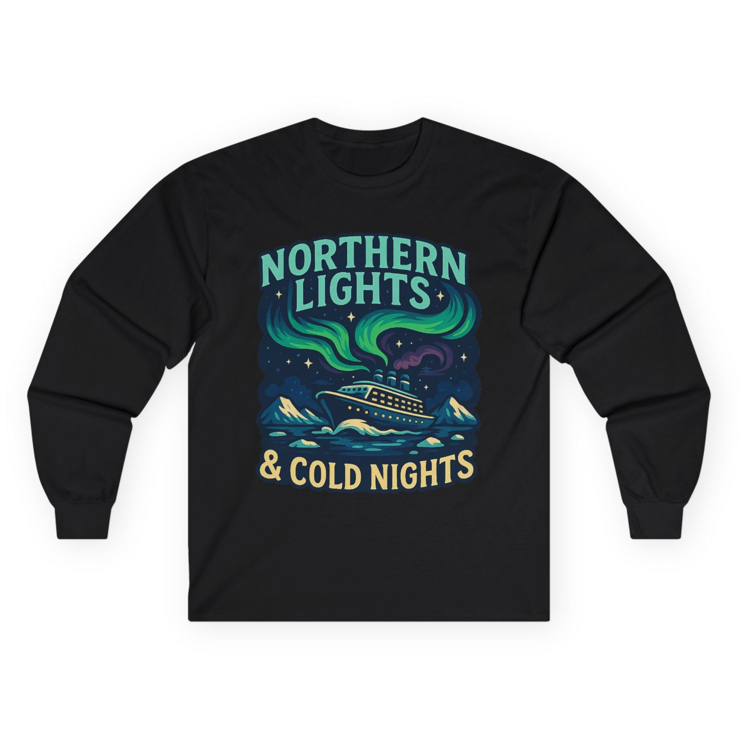 Northern Lights Alaska Cruise Ship Night Adventure Travel Shirt Long Sleeve Shirt – Black – Alaska Cruise Shirts