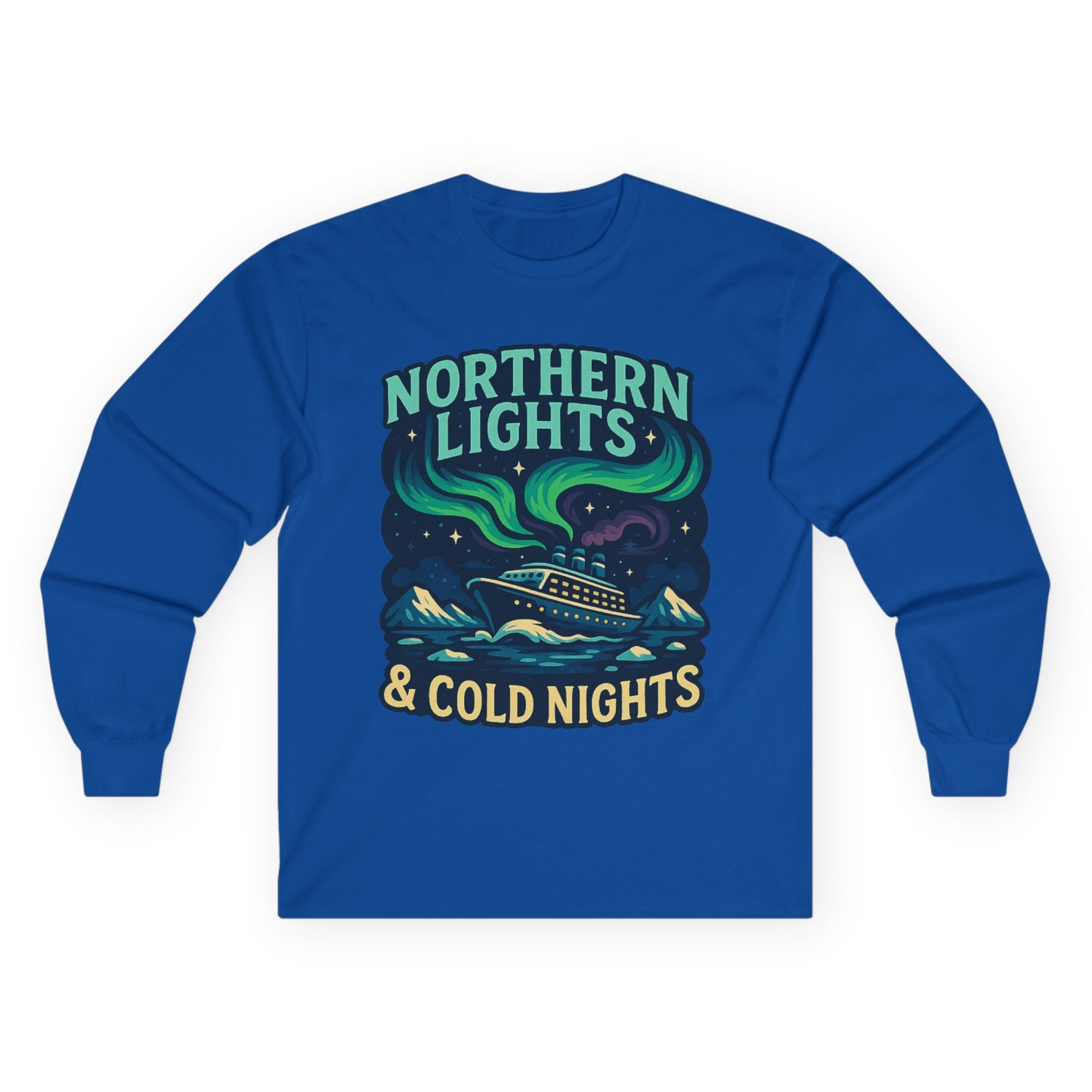Northern Lights Alaska Cruise Ship Night Adventure Travel Shirt Long Sleeve Shirt – Royal – Alaska Cruise Shirts