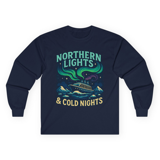 Northern Lights Alaska Cruise Ship Night Adventure Travel Shirt Long Sleeve Shirt – Navy – Alaska Cruise Shirts