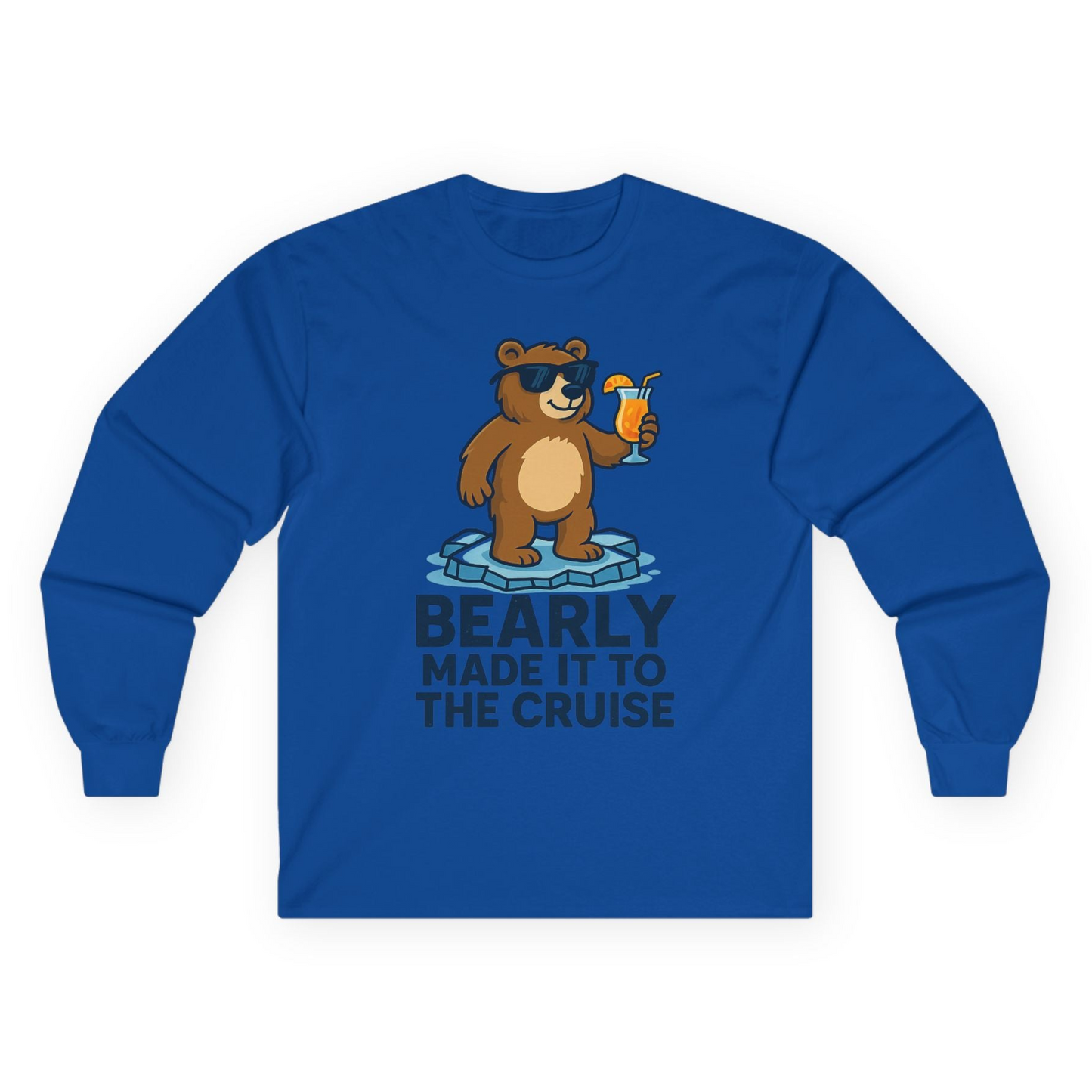 Bear Cruise Shirt - Funny Cartoon Bear With Sunglasses on Vacation Long Sleeve Shirt – Royal – Alaska Cruise Shirts