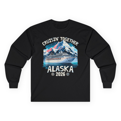 Alaska Cruise 2026 Shirt - Vintage Mountains and Cruise Ship Adventure Long Sleeve Shirt – Black – Alaska Cruise Shirts