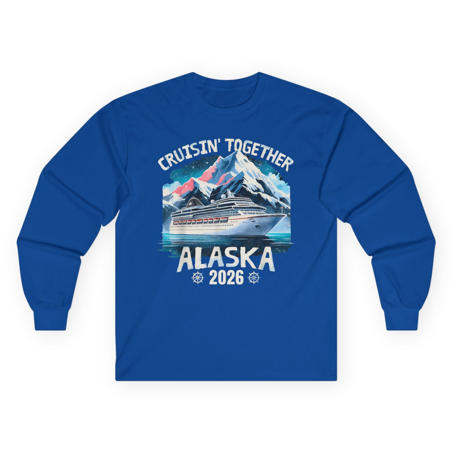 Alaska Cruise 2026 Shirt - Vintage Mountains and Cruise Ship Adventure Long Sleeve Shirt – Royal – Alaska Cruise Shirts