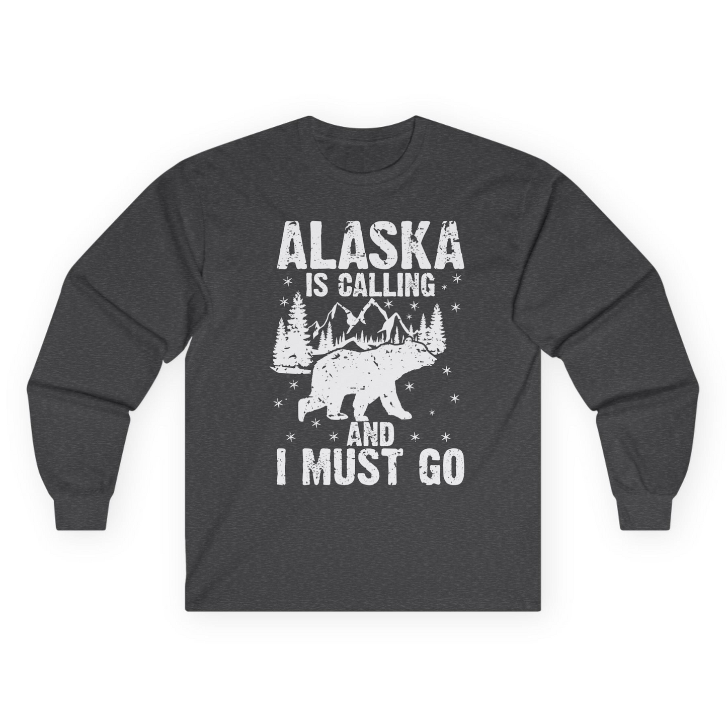 Alaska Is Calling Bear Mountain Wilderness Adventure Vintage Shirt Long Sleeve Shirt – Dark Heather – Alaska Cruise Shirts