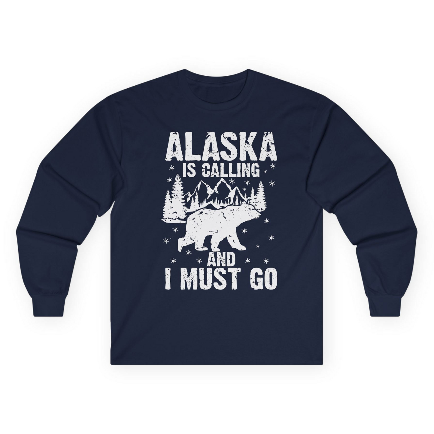Alaska Is Calling Bear Mountain Wilderness Adventure Vintage Shirt Long Sleeve Shirt – Navy – Alaska Cruise Shirts