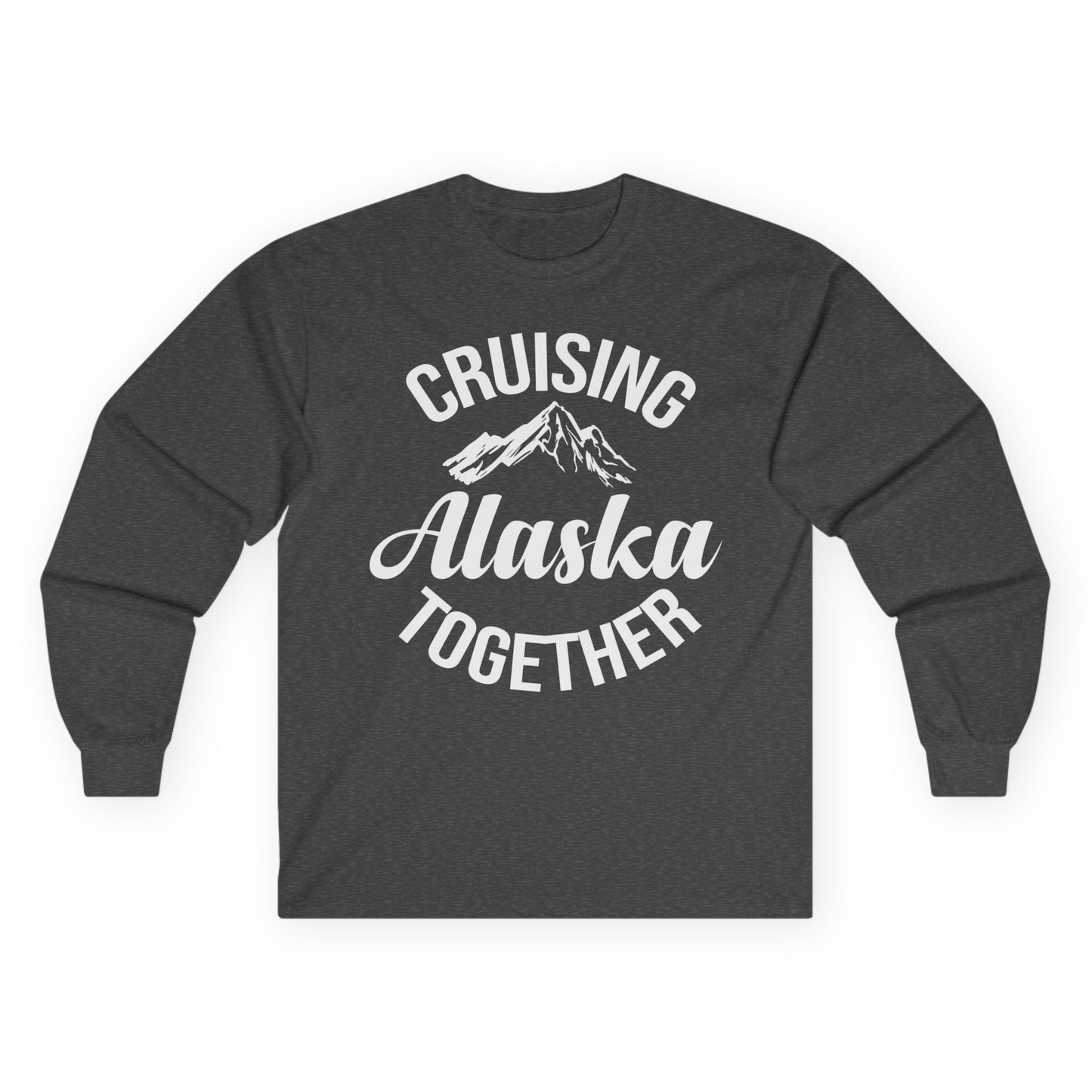 Cruising Alaska Together Mountain Adventure Travel Couples Shirt Long Sleeve Shirt – Dark Heather – Alaska Cruise Shirts