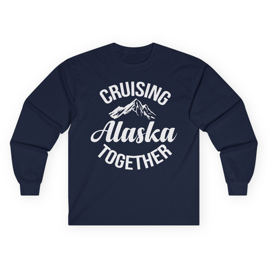 Cruising Alaska Together Mountain Adventure Travel Couples Shirt Long Sleeve Shirt – Navy – Alaska Cruise Shirts