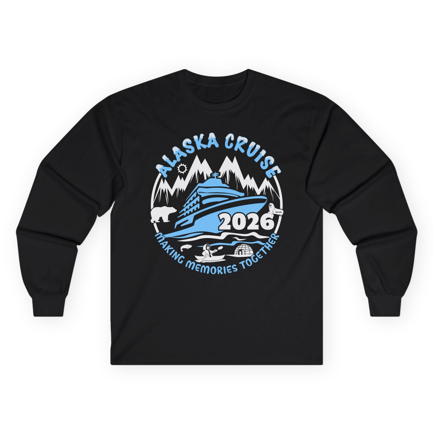 Alaska Cruise 2026 Shirt - Family Adventure Wildlife Nature Graphic Tee Long Sleeve Shirt – Black – Alaska Cruise Shirts