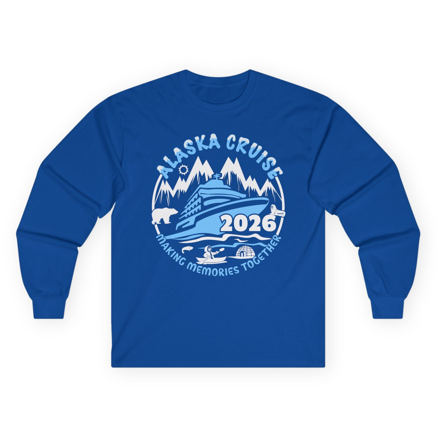 Alaska Cruise 2026 Shirt - Family Adventure Wildlife Nature Graphic Tee Long Sleeve Shirt – Royal – Alaska Cruise Shirts