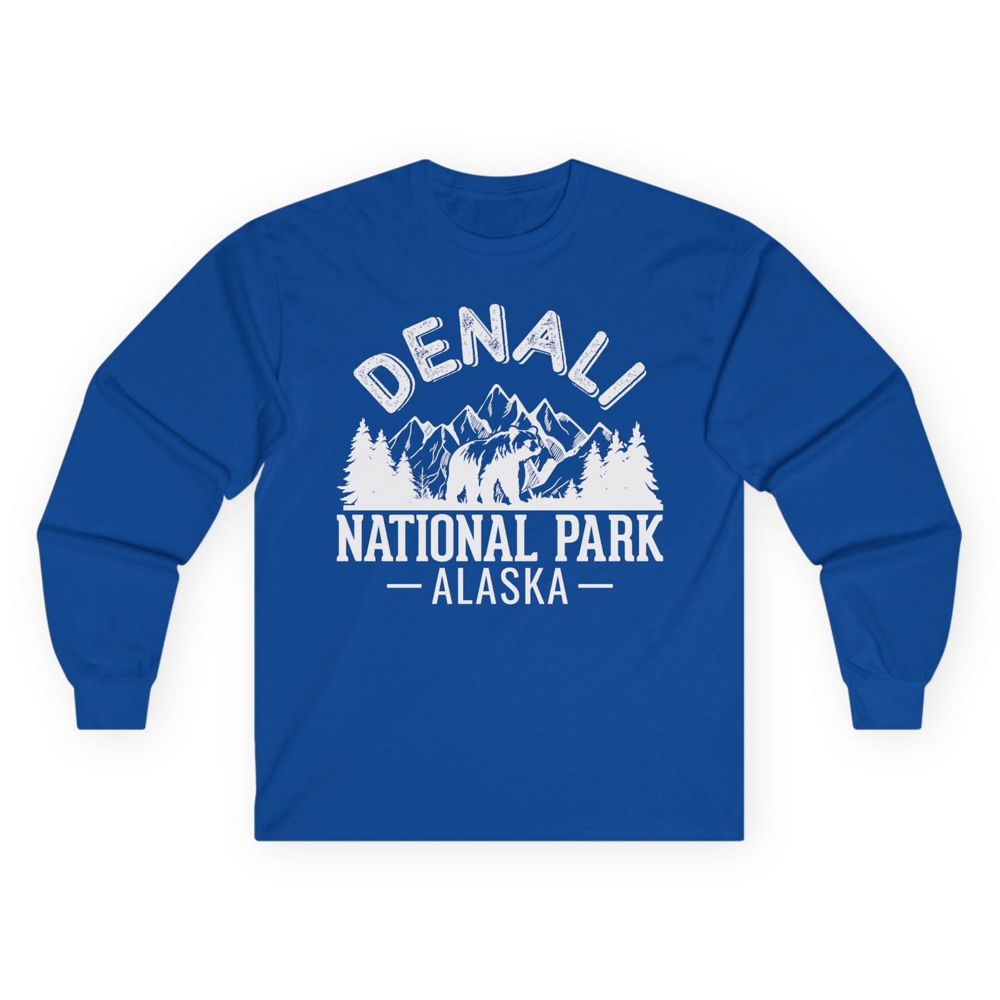 Denali National Park Bear Mountains Vintage Alaska Nature Shirt Long Sleeve Shirt – Royal – Alaska Cruise Shirts