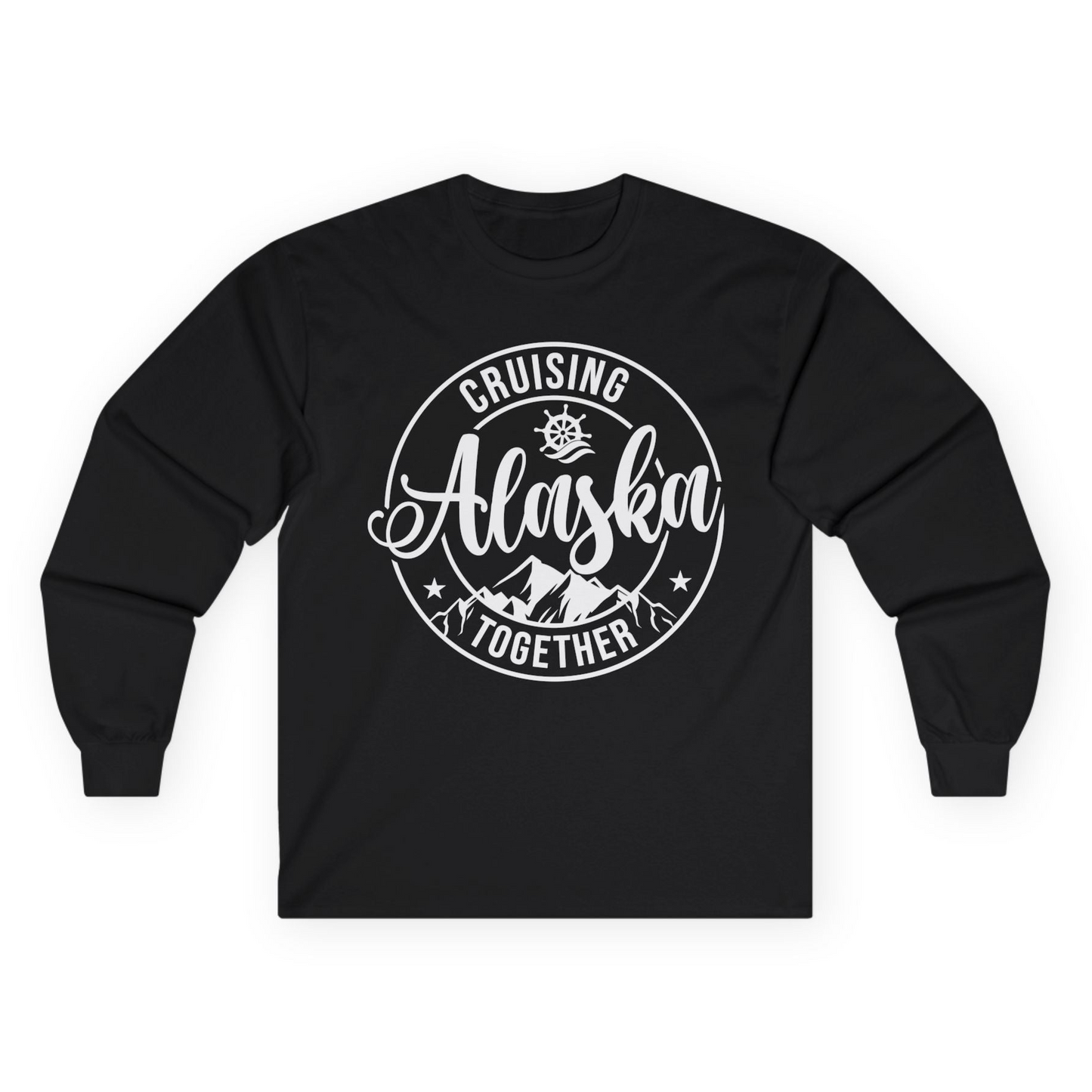 Cruising Alaska Together Shirt - Mountain Nautical Family Cruise Design Long Sleeve Shirt – Black – Alaska Cruise Shirts