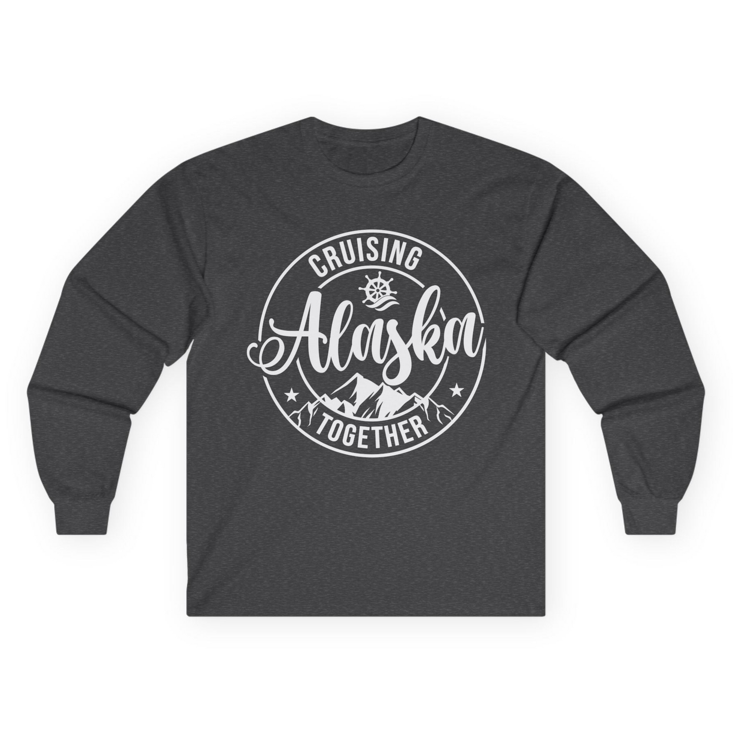 Cruising Alaska Together Shirt - Mountain Nautical Family Cruise Design Long Sleeve Shirt – Dark Heather – Alaska Cruise Shirts