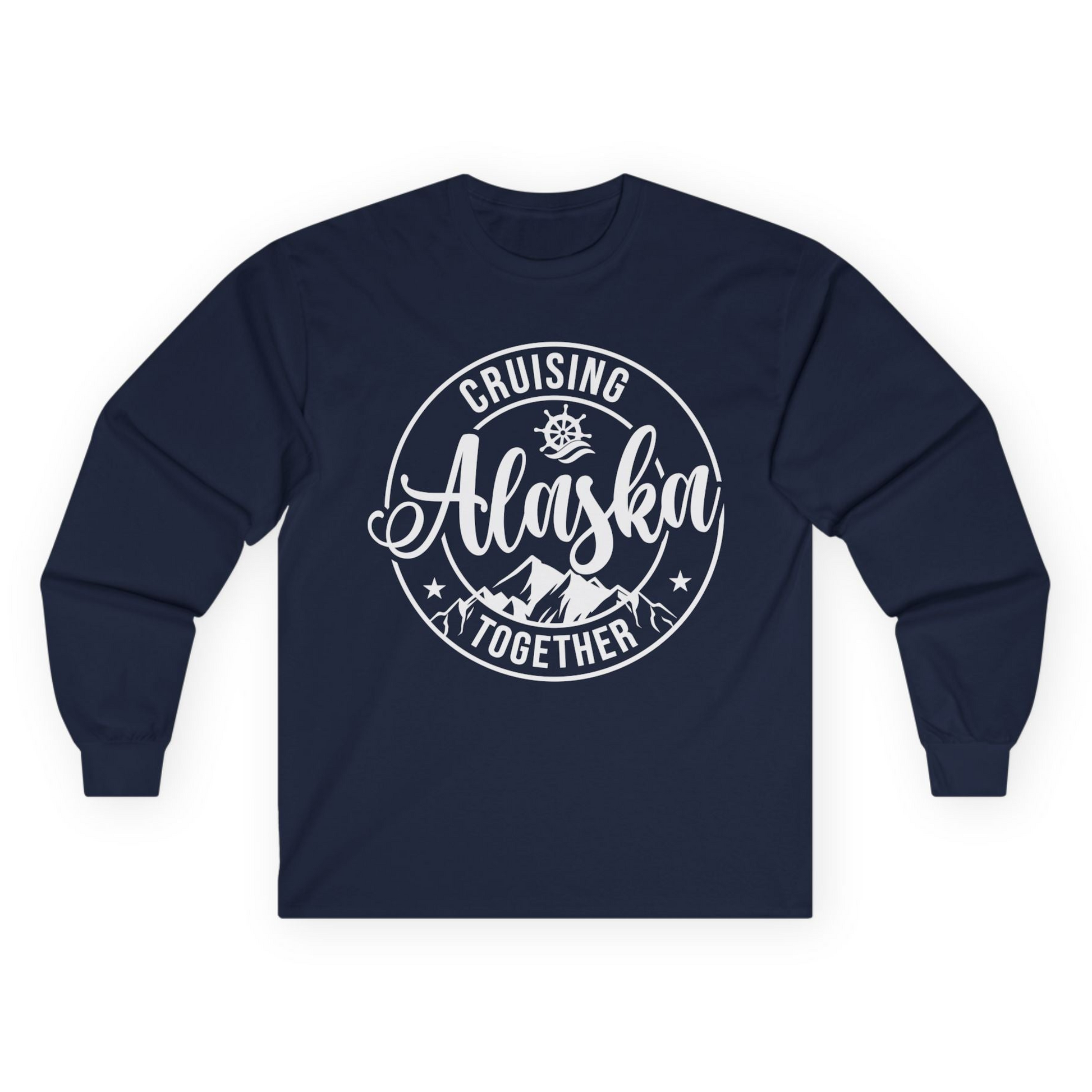 Cruising Alaska Together Shirt - Mountain Nautical Family Cruise Design Long Sleeve Shirt – Navy – Alaska Cruise Shirts