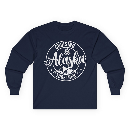 Cruising Alaska Together Shirt - Mountain Nautical Family Cruise Design Long Sleeve Shirt – Navy – Alaska Cruise Shirts