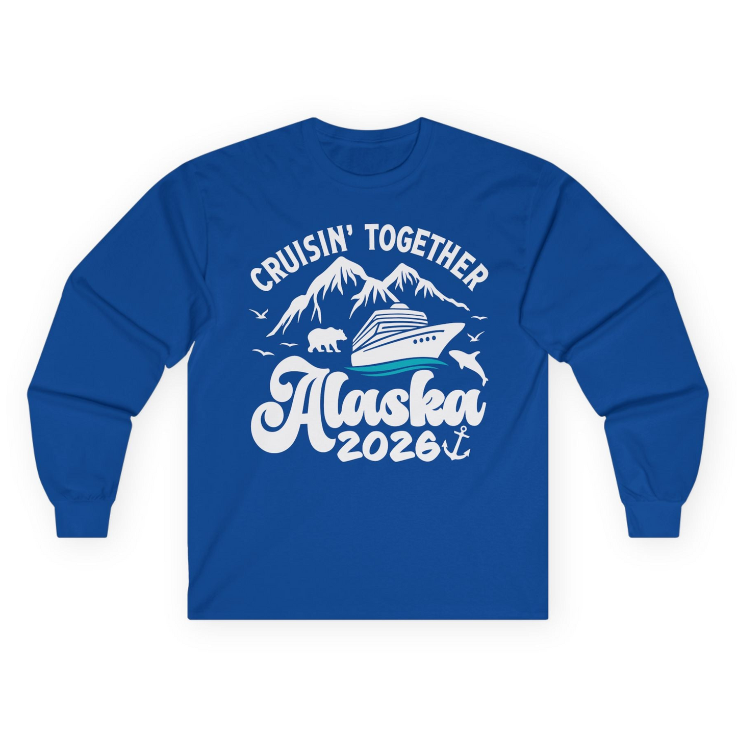 Alaska Cruise Adventure Shirt - Mountains Wildlife and Nautical 2026 Long Sleeve Shirt – Royal – Alaska Cruise Shirts