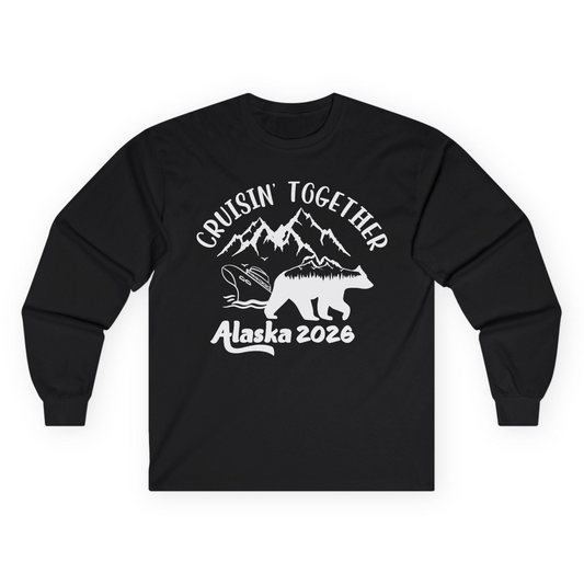 Cruisin Together Alaska 2026 Bear Mountain Group Cruise Shirt Long Sleeve Shirt – Black – Alaska Cruise Shirts